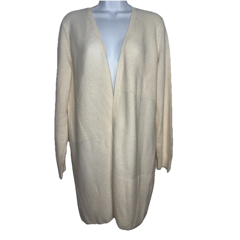 J. McLaughlin Villency 100% Cashmere Open Cardigan Ivory Women Large